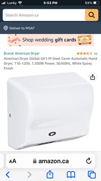 Electric hand dryer - Global GX1. White finish. 