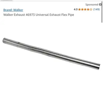 Walker Exhaust 46973 - 72" Galvanized Steel Universal Exhaust Flex Pipe 6’ OAL. 72” 2” ID Retail Ama...