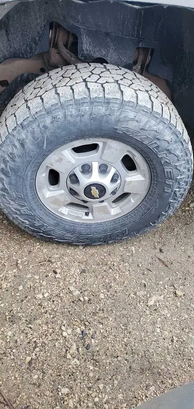 Came off a 2012 duramax tires still got some life left 8x180 bolt pattern. 285/70R17. Asking 700obo
