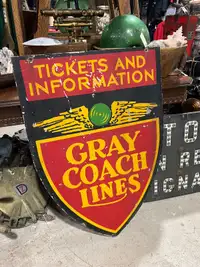 Double sided Gray Coach Lines sign 