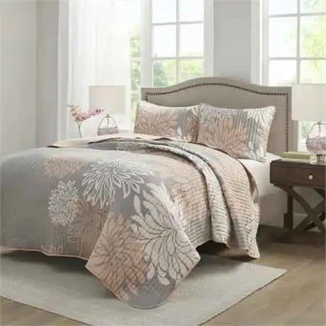 Comfort Spaces 3Pc Floral Print Comforter Set, Full/Queen, Blush