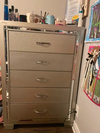 $50 Five Drawer standing dresser - sliver - heavy good quality, View more