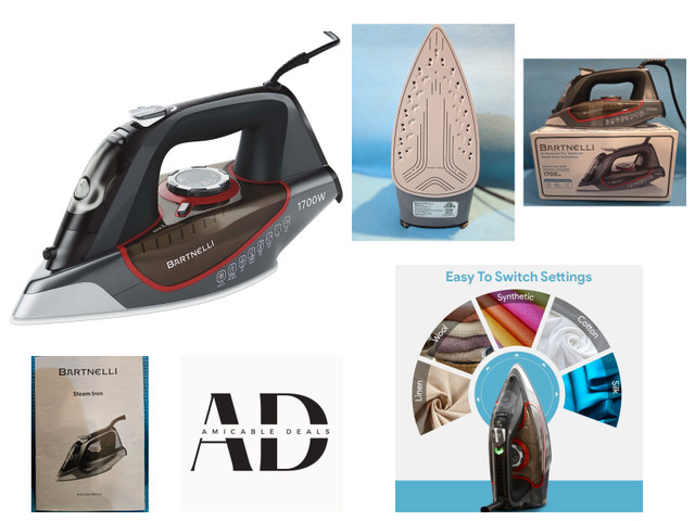 Bartnelli Pro Luxury Steam Iron for Clothes - 1700 W in Irons & Garment Steamers in Mississauga / Peel Region