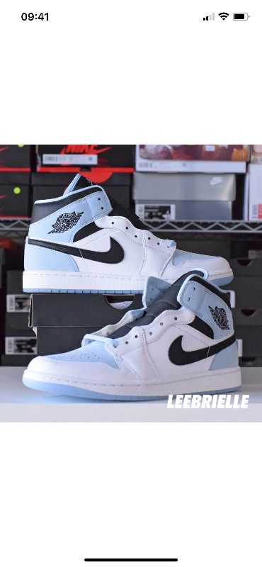 Jordan 1 mid white ice blue size 7y-8.5 women, View more