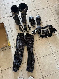 Youth dirtbike gear. Pants. Boots. Chest protector. Knee/elbow