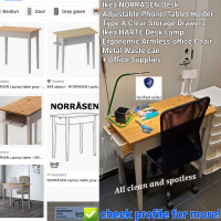 IKEA NORRÅSEN SolidWood Desk Grey+Chair + Accessories