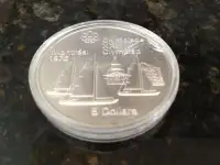 1976 Montreal Olympic $5.00 Silver Coin - Kingston and Sailboats