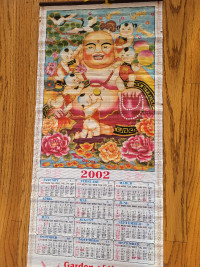 Bamboo Rollup 2002 Buddha Calendar - new in box