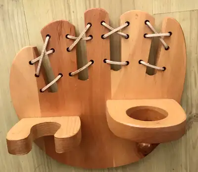 Handcrafted Wooden Baseball Glove Wall Organizer Bat Ball Cap, View more