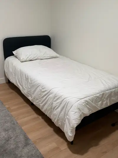 Twin Size Bed Frame + Mattress – Good Condition, View more