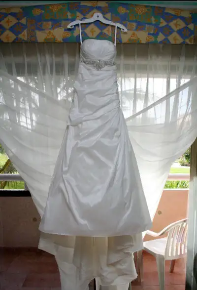 Diamond White Taffeta Wedding Dress, View more