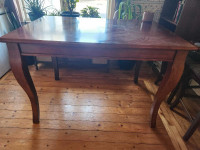 Heavy, solid cherry wood table and chairs