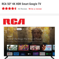 RCA 50" 4K HDR Smart Google TV  3 yrs Extended Warranty included