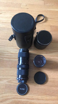 2 Vintage 35mm SLR Camera Lenses (Zoom & Wide Angle) with Cases
