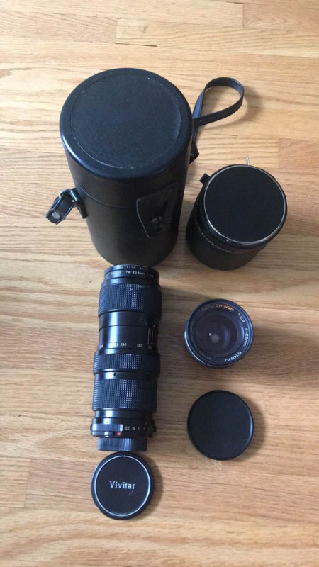 2 Vintage 35mm SLR Camera Lenses (Zoom & Wide Angle) with Cases in Cameras & Camcorders in Mississauga / Peel Region