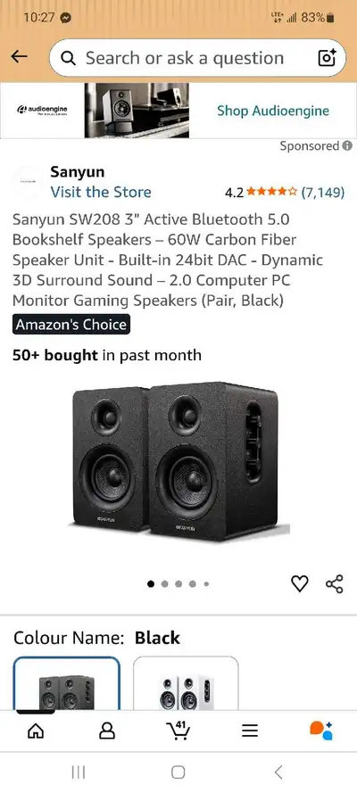 Sanyun SW208 Bluetooth 5.0 Bookshelf Speakers brand new , View more