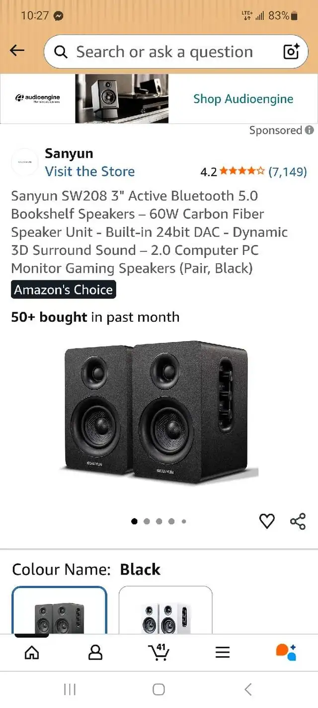 Sanyun SW208 Bluetooth 5.0 Bookshelf Speakers brand new in Speakers in London - Image 2