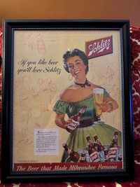 Vintage Schlitz Beer advertisement form a 1950s life magazine 