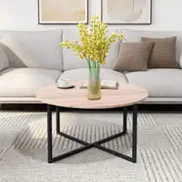 New Elegant Home Round Coffee Table with Base Metal Frame