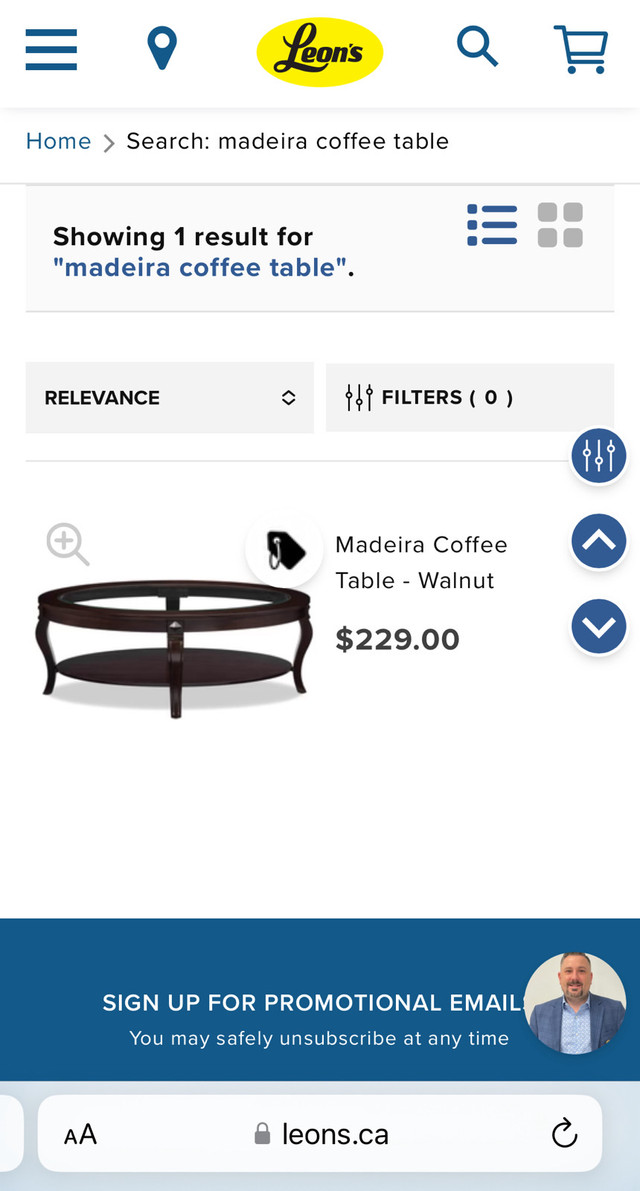 Madeira Coffee Table - Walnut (Leons) in Coffee Tables in Oakville / Halton Region - Image 2