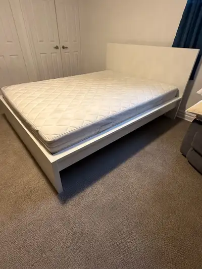 Queen Bed Frame + Mattress – Clean, Modern, Excellent Condition, View more