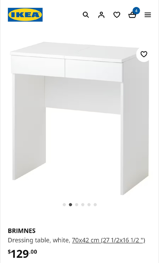 Ikea white vanity table EUC in Dressers & Wardrobes in Mississauga / Peel Region - Image 3