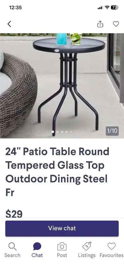 24 inch Round Tempered Glass Patio Table, View more
