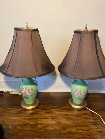 Pair of Vintage Cherub Table Lamps, View more