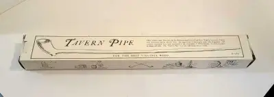 A vintage tavern pipe made from clay by the Williamsburg Pottery company. The box is 19 inches long....