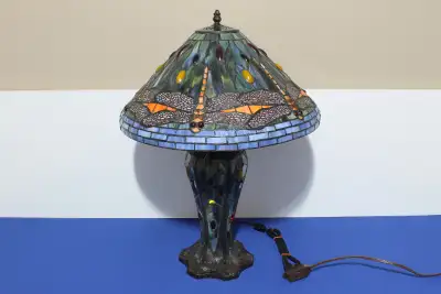 Vintage Stained Glass Dragonfly Table Lamp, View more