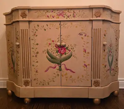 French Vintage Style Floral Accent Cabinet, View more