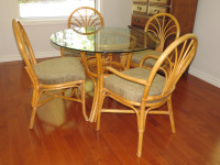 Rattan Table & Chairs Dining Set **NEW FABRIC**