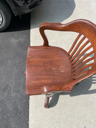 Solid wood office chair made by H.Krug from Kitchener circa 1950. Still very functional , priced to...
