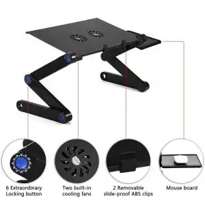 Aluminum Laptop Stand Adjustable with Cooling Fan and Mouse Pad, View more