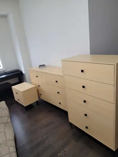 Upgrade your sleeping sanctuary with this stylish IKEA Nordli bedroom set, featuring a tall 5-drawer...