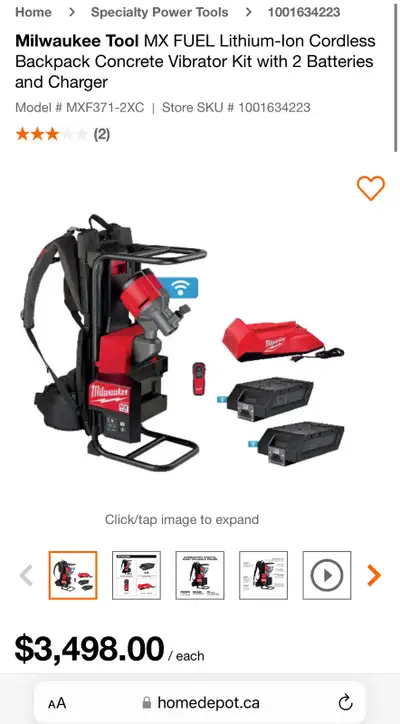Milwaukee concrete vibrator no battery no charger , View more