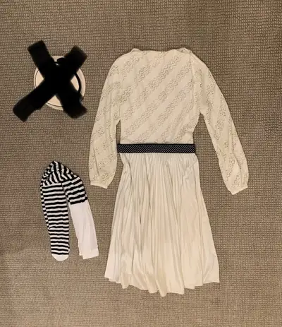 Vintage White Dress, Belt and Stockings Costume, View more