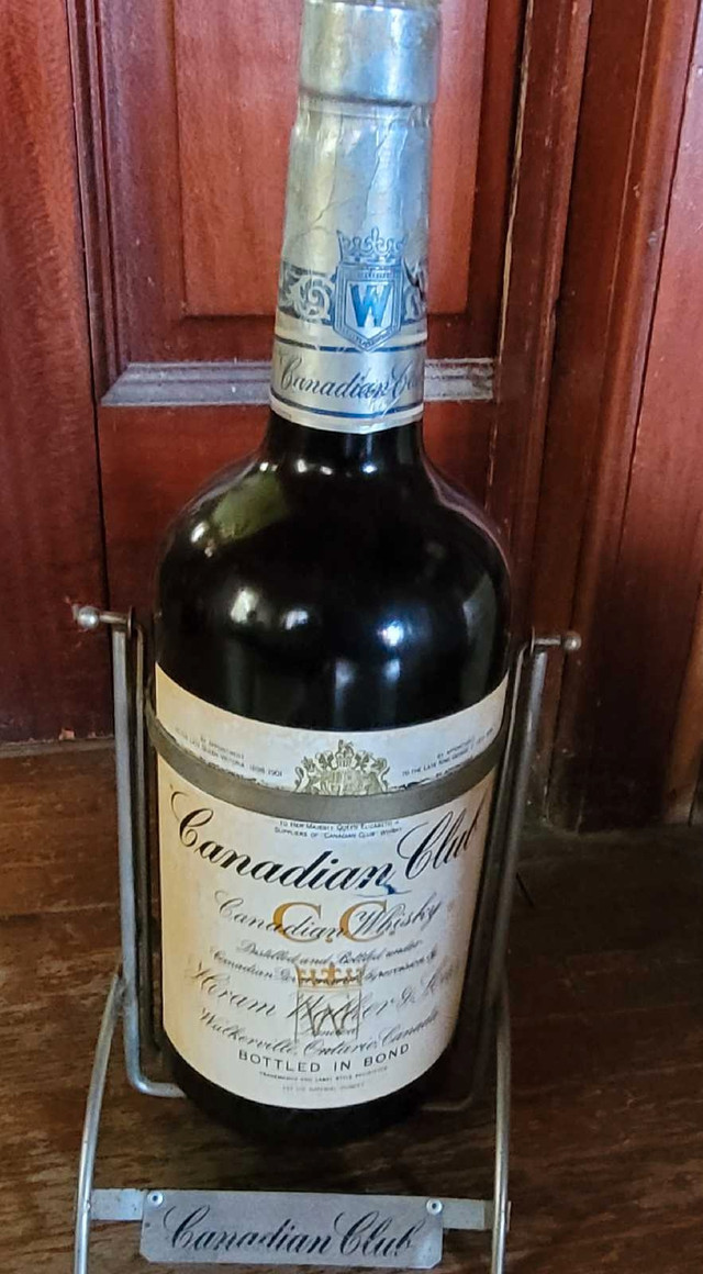 Vintage Tall Canadian Club Whiskey bottle and stand  in Arts & Collectibles in Leamington