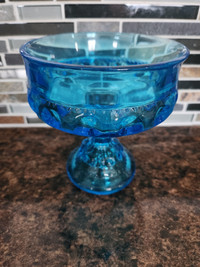 ANTIQUE blue Kings Crown Thumbprint dish (Indiana Glass)