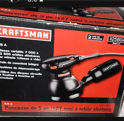 This Craftsman sander, with its 5-inch (127 mm) random orbit, is perfect for a variety of sanding ta...