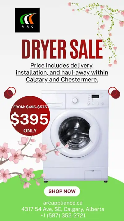 Dryer Clearance Spring Fever Sale Free Delivery only $395, View more