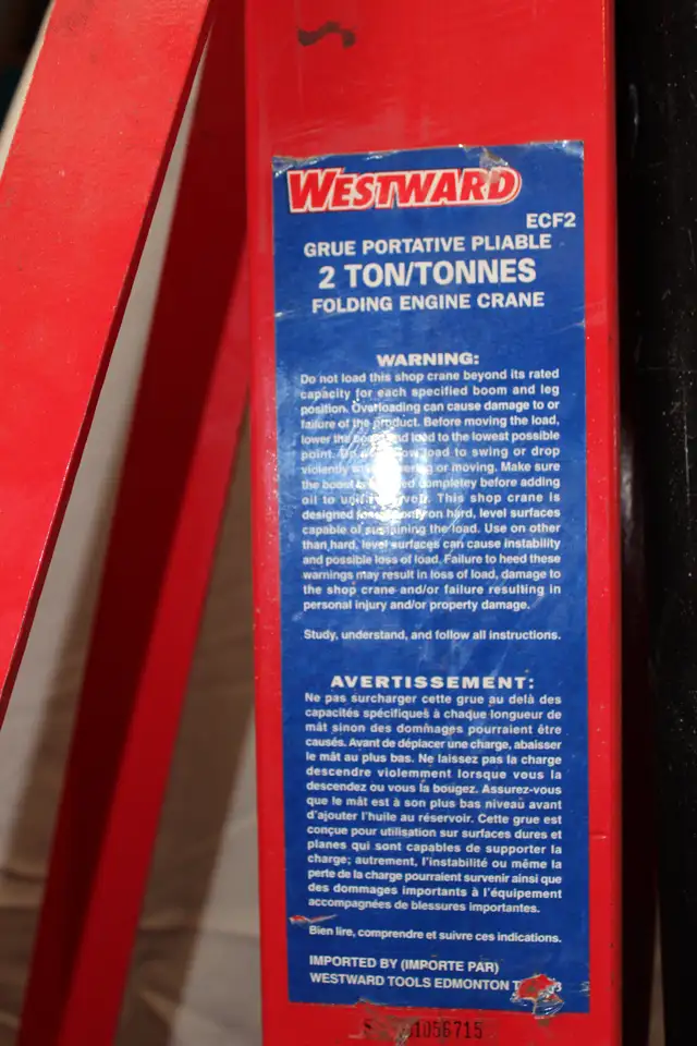 Westward ECF2 Engine Crane Hoist Lift 2 Ton in Other in Vernon - Image 3