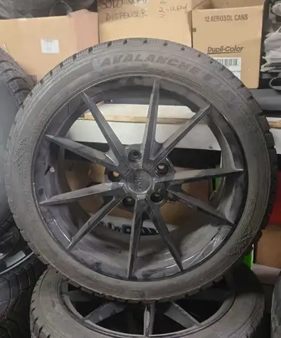 225/45R18 Hercules Avalanche RT 8mm Tread Winter tires on 2018 BMW 340i XDrive rims