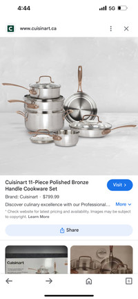 NEW-Cookware Set- Cuisinart 11 Piece Polished Bronze Handle