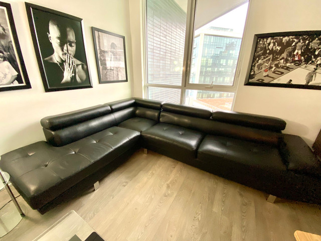 Sectional Couch Left-Facing Leath-Aire (need gone ASAP) in Couches & Futons in City of Toronto