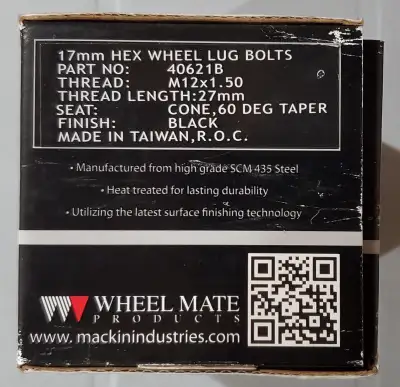 Used set of 20 pieces of wheel bolts removed from the BMW. Bolt sizes are M12 x 1.5 x 27mm, cone sea...