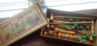 Vintage Milton-Bradley Table Croquet in Original Wooden Box