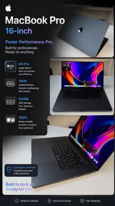 MacBook Pro 16 inch M3 Pro 36Gb, View more