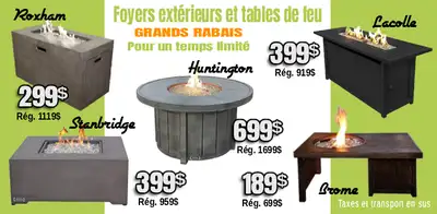 GRANDE VENTE de Surplus d'inventaire Table de Feu Foyer Fire Pit MEGA SALE Nombreux modèles de table...