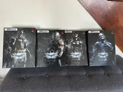 Set of 4 Play Arts The Dark Knight Trilogy Action Figures. Batman #1, Bane #2, Catwoman #3 and Joker...